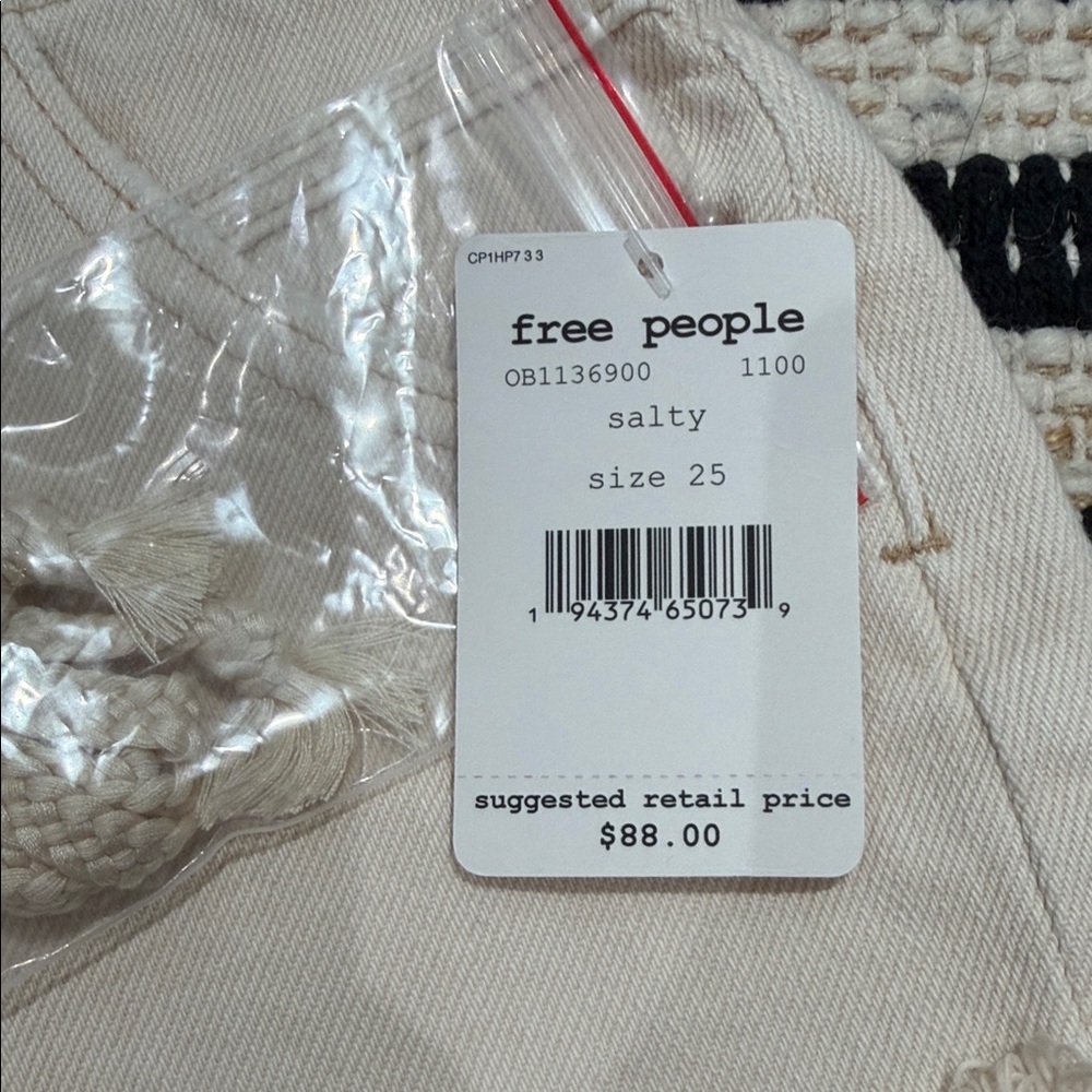 Nwt Free People Cream Fringe Lace-Up Jean Shorts - Picture 5 of 5